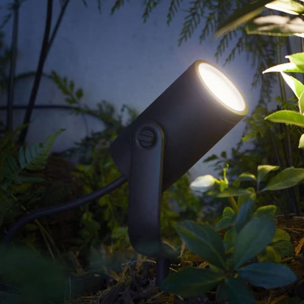 HUE LILY BLACK LED GARDEN SPOTLIGHT 8W 2000-6500K 600LM RGB WCA IP65 ALUMINUM