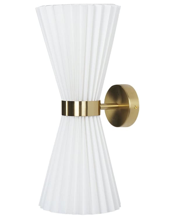 Set med 2 vägglampor Vit tygskärm Metall Mässing Accenter Modern Glamour Stil Vardagsrum Kontor Sovrum