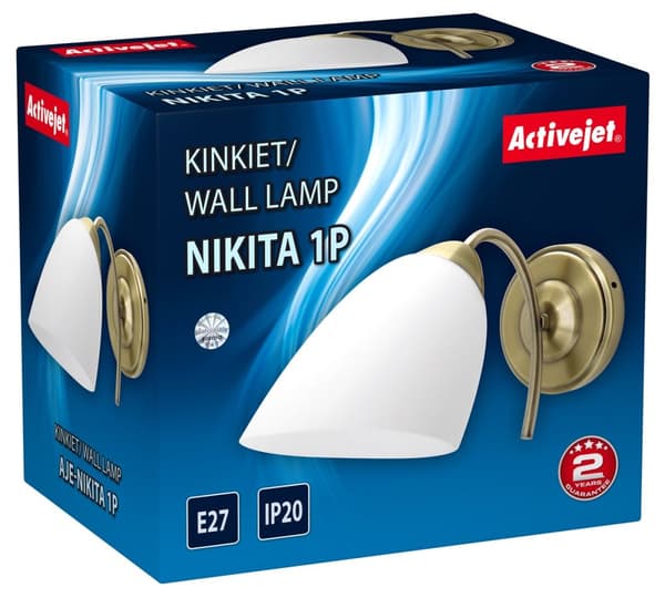 Klassisk enkel vägglampa Activejet NIKITA Patyna E27 för vardagsrummet