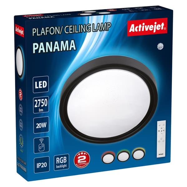 Modern LED-dimbar takplafond Activejet PANAMA RGB trådlös kontroll med fjärrkontroll