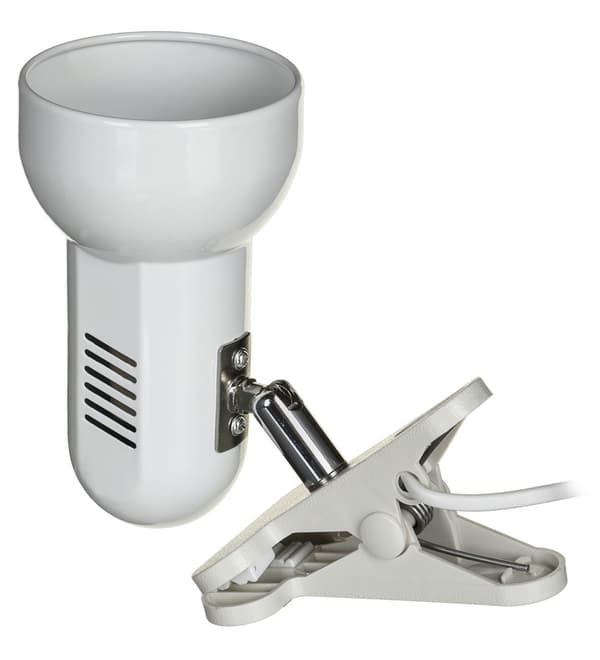 Activejet Clip-on skrivebordslampe, hvid, metal, E27 gevind