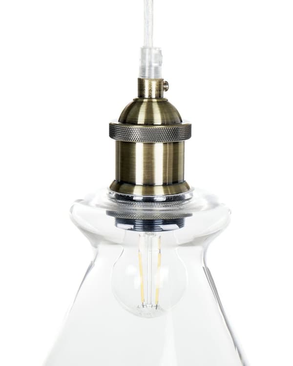 Klyngependel Glas ø 20 cm 3 Lyskilder Industriel Design Spisebordslampe til Køkken med Lampeskærme Kegleform Hængelampe til Spisebord