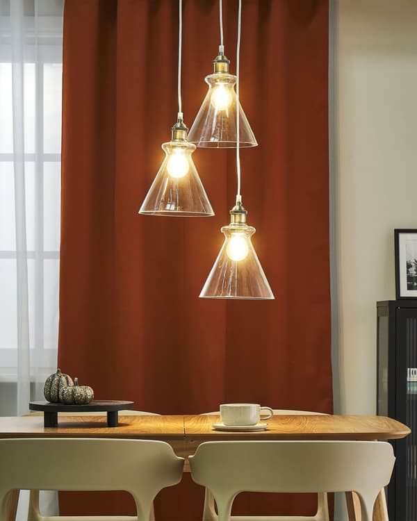 Klyngependel Glas ø 20 cm 3 Lyskilder Industriel Design Spisebordslampe til Køkken med Lampeskærme Kegleform Hængelampe til Spisebord