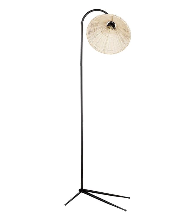 Gulvlampe Rattan 148 cm Boho Standerlampe Kegle Lampeskærm Lampe til Gulv Læselampe Belysning til Stuen
