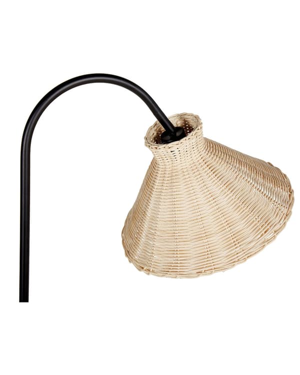 Gulvlampe Rattan 148 cm Boho Standerlampe Kegle Lampeskærm Lampe til Gulv Læselampe Belysning til Stuen