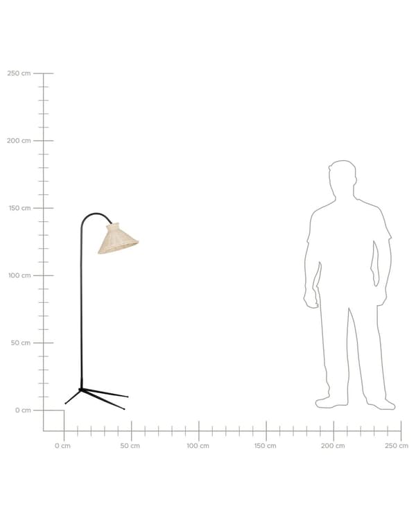 Gulvlampe Rattan 148 cm Boho Standerlampe Kegle Lampeskærm Lampe til Gulv Læselampe Belysning til Stuen