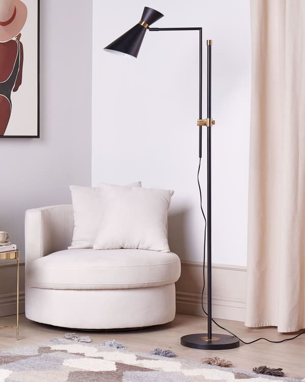 Gulvlampe Sort Metal 155 / 180 cm Moderne Standerlampe Næbbet Lampeskærm Lampe til Gulv Læselampe Belysning til Stuen