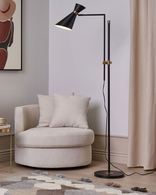 Gulvlampe Sort Metal 155 / 180 cm Moderne Standerlampe Næbbet Lampeskærm Lampe til Gulv Læselampe Belysning til Stuen