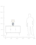 Pikkukuva 9 / 9: Pöytävalaisin valkoinen sininen 54 cm posliini pellava sylinterivarjostin käsintehty kuvioitu perinteinen
