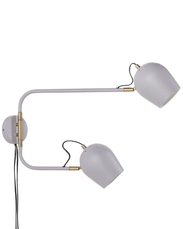 Vägglampa Ljusgrå Järn 13 x 41 x 56 cm 2 Lampor Belysning Runda Skärmar Justerbar Modern Industriell Vardagsrum Sovrum