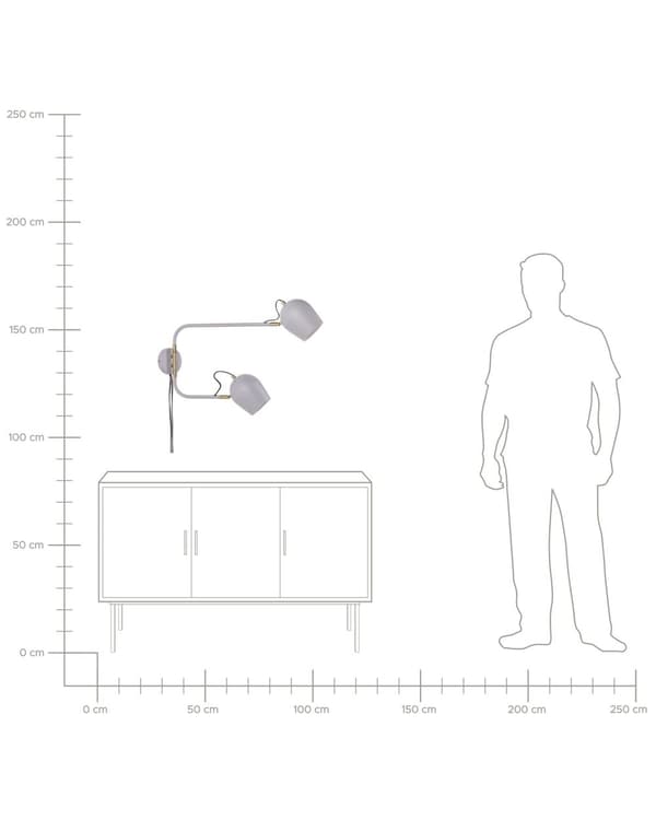 Væglampe Lysegrå Jern Lampeskærm Justerbar Sengelampe med 2 Lampeskærme Moderne Læselampe til Stuen Belysning Design til Indretning