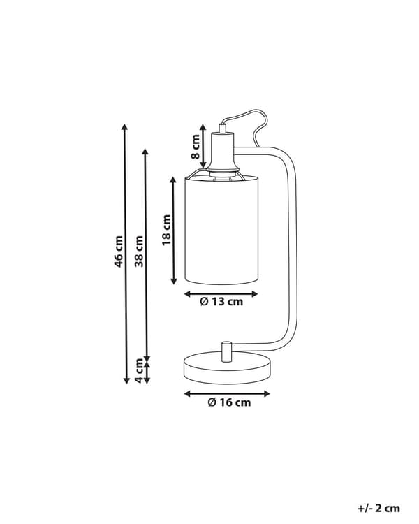 Bordlampe Guld Jern H 46 cm Gylden Sengebordslampe med Cylinder Lampeskærm Lampefod Tilbehør Hjemmekontor Lampe til Bord