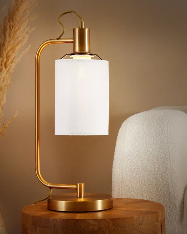 Bordlampe Guld Jern H 46 cm Gylden Sengebordslampe med Cylinder Lampeskærm Lampefod Tilbehør Hjemmekontor Lampe til Bord