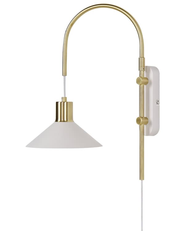 Vegglampe Hvit Stål 1 lyskilde Kjegleformet skjerm Industriell stil Belysning Stue Soverom