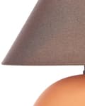 Miniatyrbilde 6 av 10: Bordlampe Oransje keramikksokkel Linskjerm 41 cm Stofftrommel Brun Nattbord Stue Soverom Belysning Tradisjonell