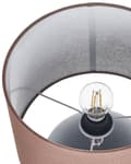 Miniatyrbilde 5 av 9: Bordlampe Hvit keramikksokkel Trommelformet 43 cm lampeskjerm i lin Design med rund fot