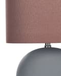 Miniatyrbilde 6 av 9: Bordlampe Hvit keramikksokkel Trommelformet 43 cm lampeskjerm i lin Design med rund fot