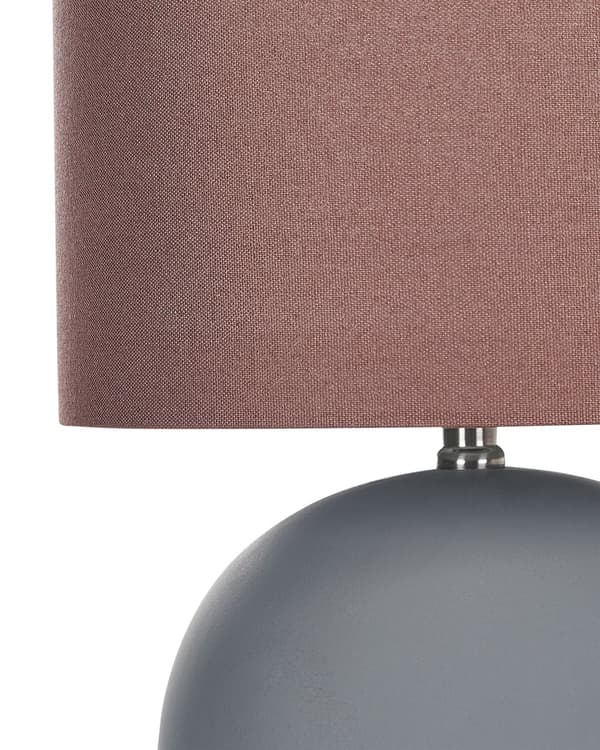 Bordlampe Hvit keramikksokkel Trommelformet 43 cm lampeskjerm i lin Design med rund fot