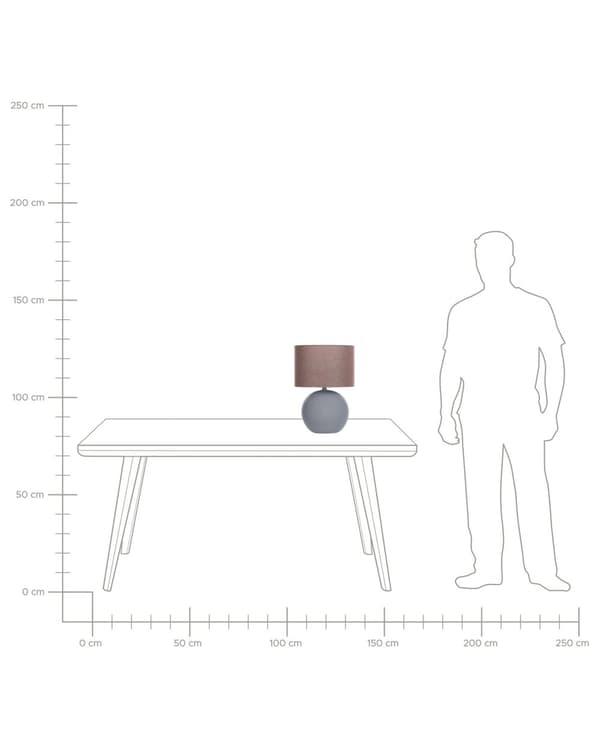 Bordlampe Hvit keramikksokkel Trommelformet 43 cm lampeskjerm i lin Design med rund fot
