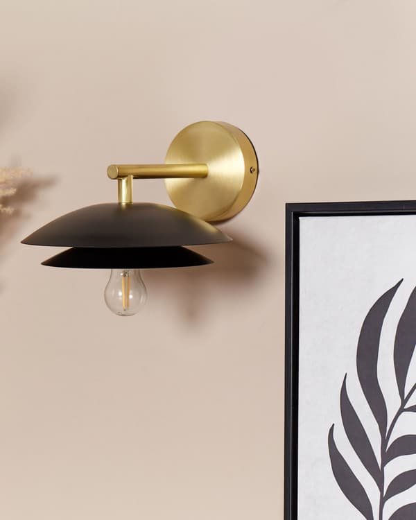 Vegglampe Svart Gull Metall 22 x 29 x 14 cm Kjegleformet skjerm Moderne Glam Dekorativ Belysning Stue Soverom