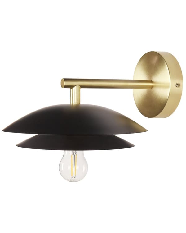Vegglampe Svart Gull Metall 22 x 29 x 14 cm Kjegleformet skjerm Moderne Glam Dekorativ Belysning Stue Soverom