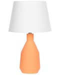 Miniatyrbilde 1 av 9: Bordlampe Oransje Keramikksokkel Linskjerm 53 cm Stofftrommel Hvit Nattbord Stue Soverom Belysning Tradisjonell