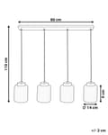 Miniatyrbillede 3 af 10: Langbordspendel Hvid Glas Moderne Design 4 Lys Spisebordslampe til Køkken Metallampe til Spisebord Hængelampe