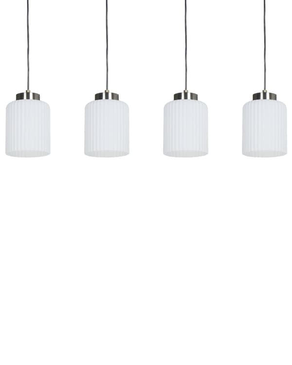 Langbordspendel Hvid Glas Moderne Design 4 Lys Spisebordslampe til Køkken Metallampe til Spisebord Hængelampe