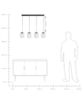 Miniatyrbillede 10 af 10: Langbordspendel Hvid Glas Moderne Design 4 Lys Spisebordslampe til Køkken Metallampe til Spisebord Hængelampe
