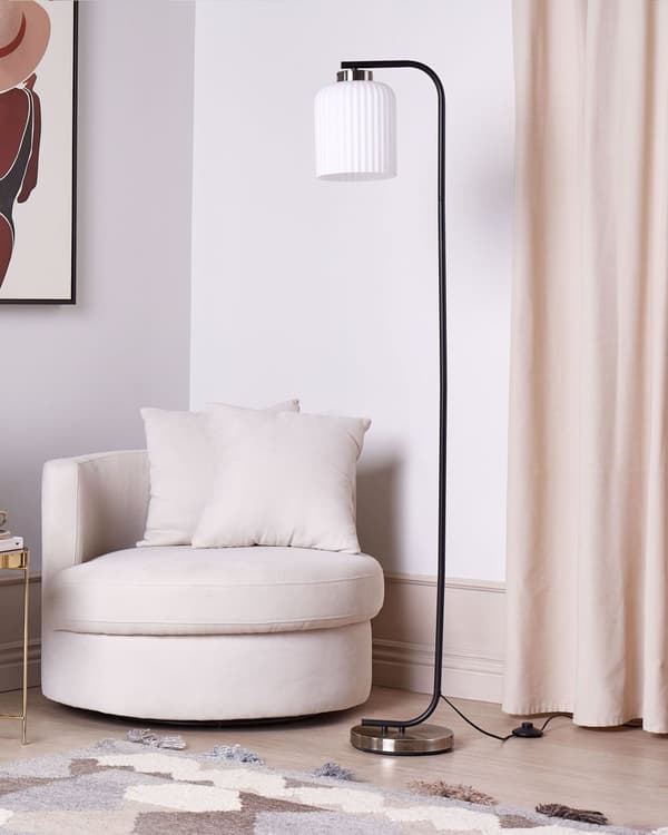 Gulvlampe Sort Messing Stål 150 cm Moderne Standerlampe Cylinderformet Lampeskærm Lampe til Gulv Læselampe Belysning til Stuen