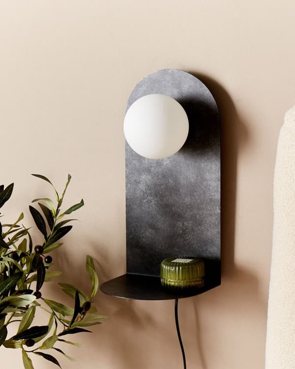 Vägglampa Grafitgrå Stål Belysning Glas Rund Skärm med Av/På-knapp Modern Industriell Vardagsrum Sovrum