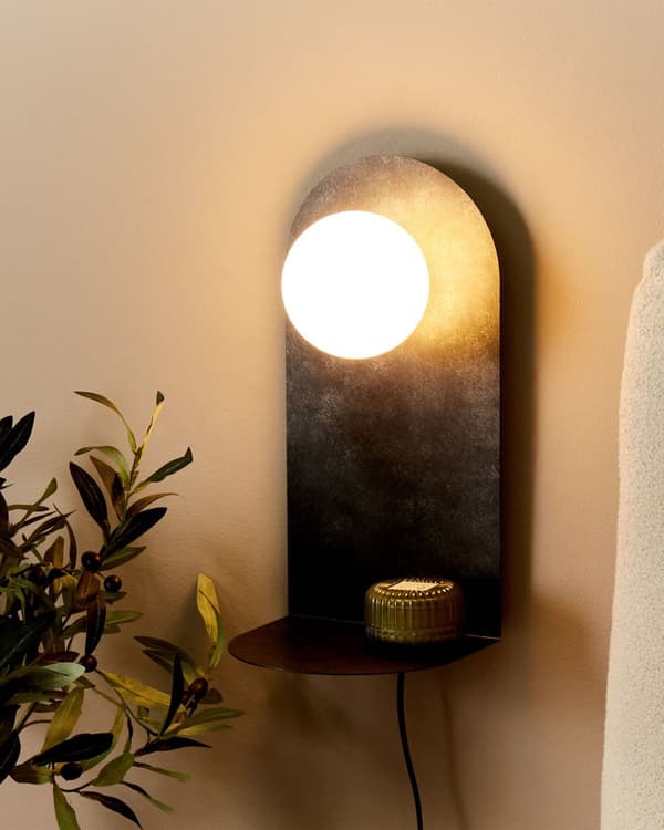 Vägglampa Grafitgrå Stål Belysning Glas Rund Skärm med Av/På-knapp Modern Industriell Vardagsrum Sovrum