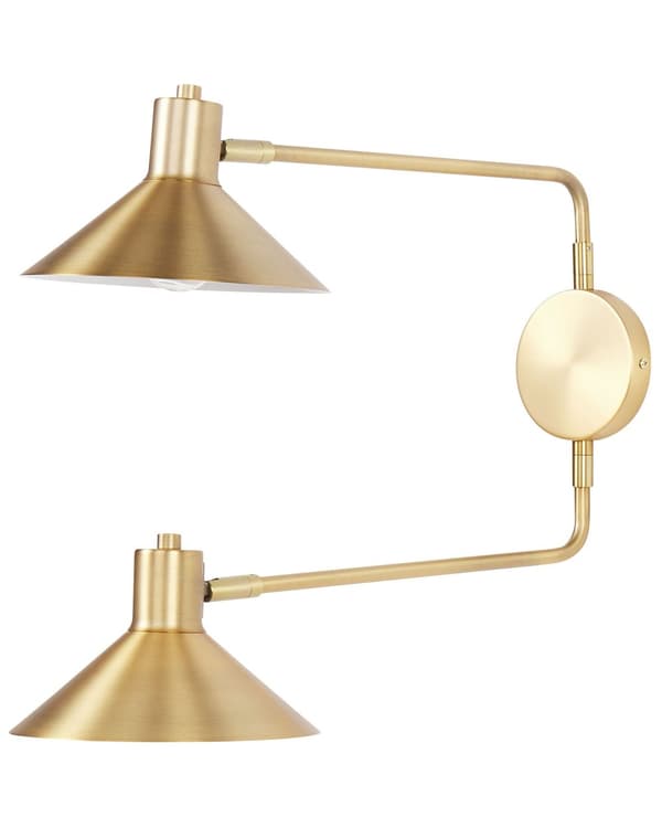 Vägglampa Guld Stål 2 Lampor Belysning Trumskärmar Justerbar med guldelement Modern Industriell Vardagsrum Sovrum