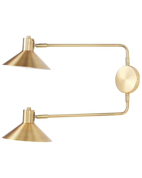 Vägglampa Guld Stål 2 Lampor Belysning Trumskärmar Justerbar med guldelement Modern Industriell Vardagsrum Sovrum