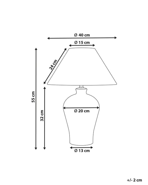 Bordlampe Blå Hvid H 45 cm Sengebordslampe med Kegleformet Lampeskærm Lampefod Tilbehør Soveværelse Lampe til Bord