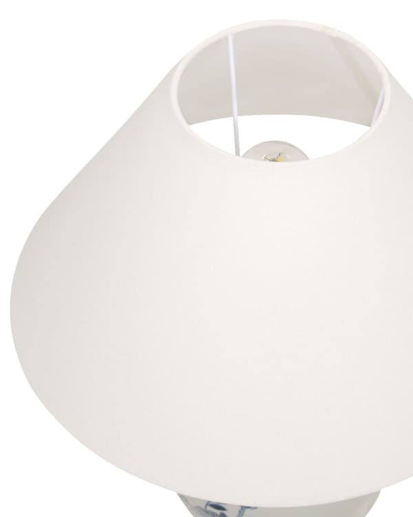 Bordlampe Blå Hvid H 45 cm Sengebordslampe med Kegleformet Lampeskærm Lampefod Tilbehør Soveværelse Lampe til Bord