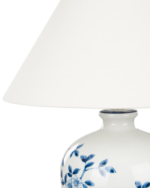 Bordlampe Blå Hvid H 45 cm Sengebordslampe med Kegleformet Lampeskærm Lampefod Tilbehør Soveværelse Lampe til Bord