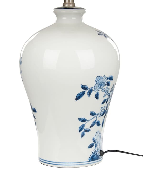 Bordlampe Blå Hvid H 45 cm Sengebordslampe med Kegleformet Lampeskærm Lampefod Tilbehør Soveværelse Lampe til Bord