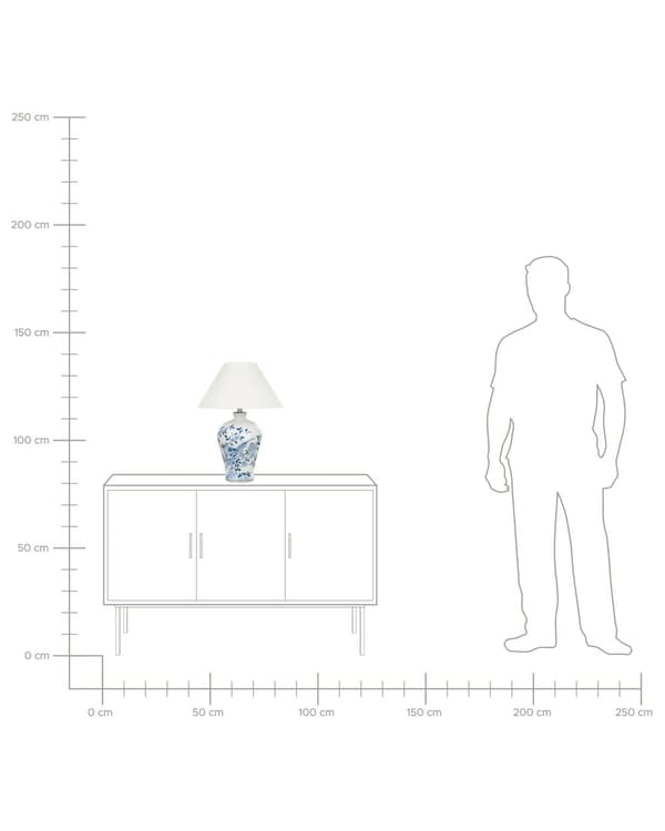 Bordlampe Blå Hvid H 45 cm Sengebordslampe med Kegleformet Lampeskærm Lampefod Tilbehør Soveværelse Lampe til Bord