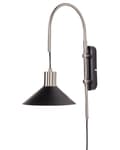 Miniatyrbild 6 av 11: Vägglampa Svart Silver Stål 1 Lampa Belysning Konformad Skärm Modern Industriell Vardagsrum Sovrum