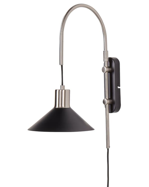 Vägglampa Svart Silver Stål 1 Lampa Belysning Konformad Skärm Modern Industriell Vardagsrum Sovrum