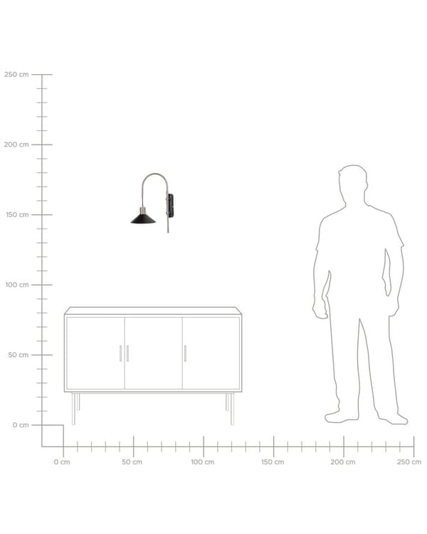 Vägglampa Svart Silver Stål 1 Lampa Belysning Konformad Skärm Modern Industriell Vardagsrum Sovrum