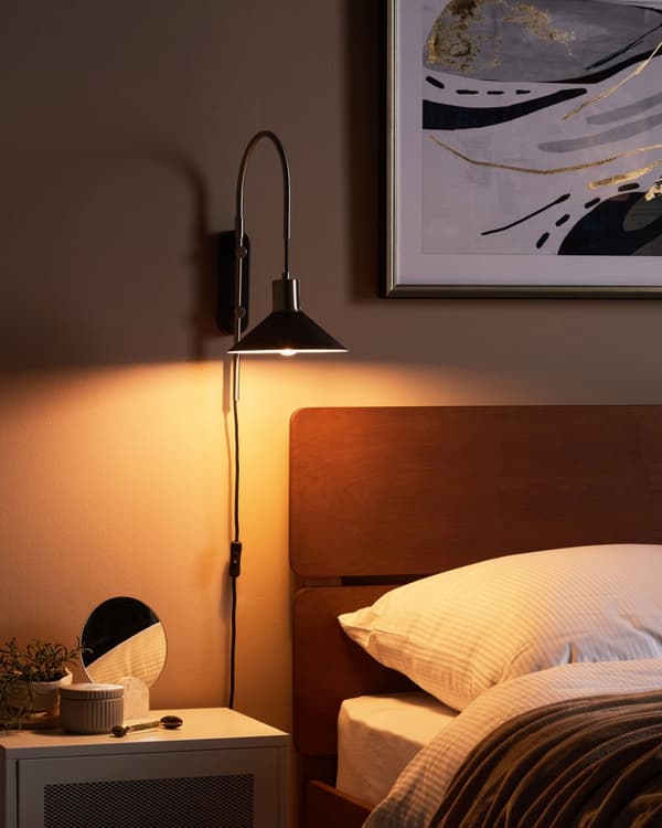 Vägglampa Svart Silver Stål 1 Lampa Belysning Konformad Skärm Modern Industriell Vardagsrum Sovrum