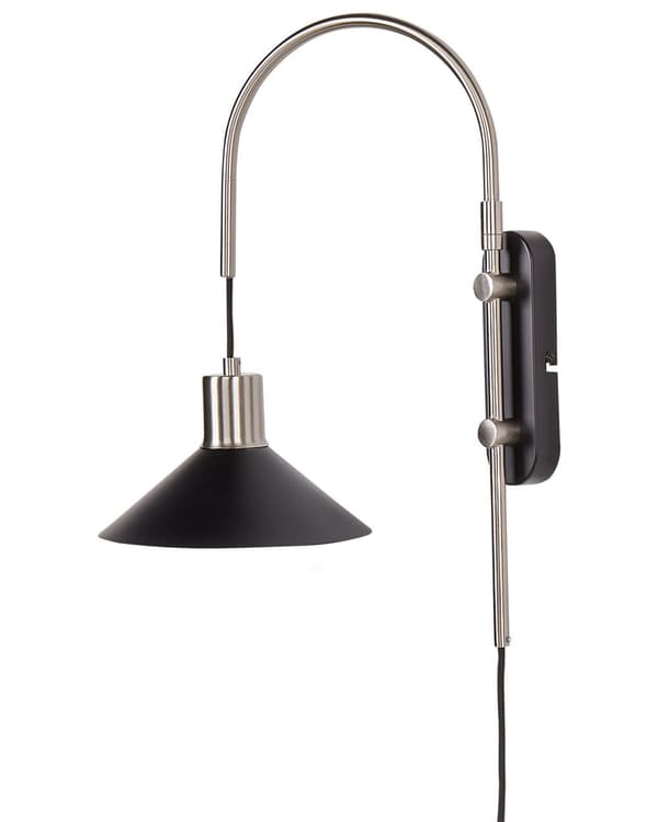 Vägglampa Svart Silver Stål 1 Lampa Belysning Konformad Skärm Modern Industriell Vardagsrum Sovrum