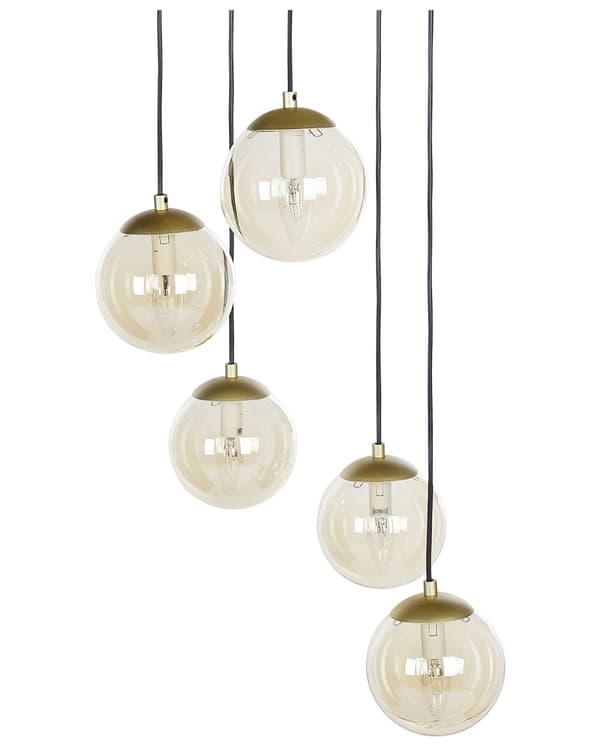 Pendellampe Gull Metall Lampeskjermer i glass 5 lyskilder Moderne design Dekorativ Belysning Stue Spisestue