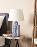 Miniatyrbilde 4 av 9: Bordlampe Hvit Blå Porselen Lampeskjerm i lin 53 cm Klassisk design Belysning Dekorasjon Stue Soverom