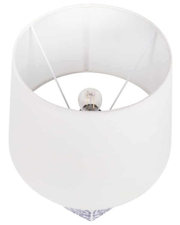 Bordlampe Hvit Blå Porselen Lampeskjerm i lin 53 cm Klassisk design Belysning Dekorasjon Stue Soverom