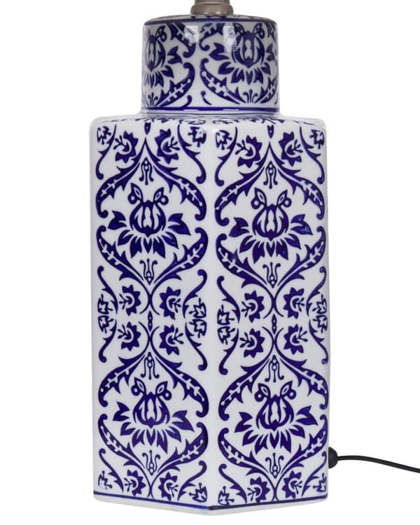 Bordlampe Hvit Blå Porselen Lampeskjerm i lin 53 cm Klassisk design Belysning Dekorasjon Stue Soverom