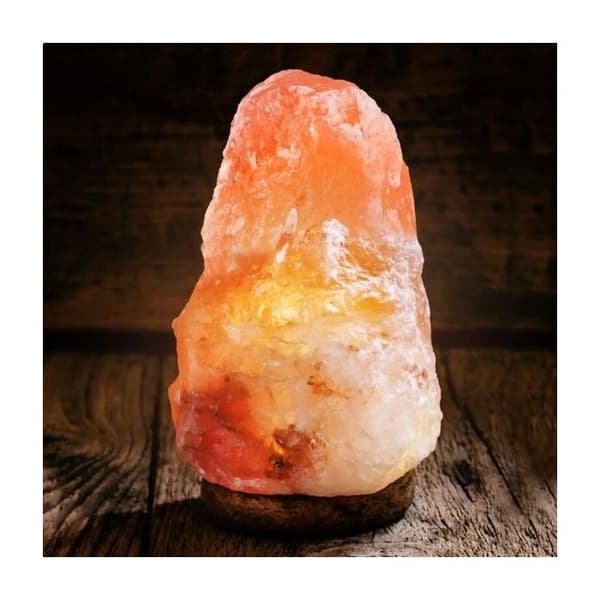 Himalayasaltlampa - Naturlig - 22 cm - Träbase - Justerbar intensitet - Luftrengörare