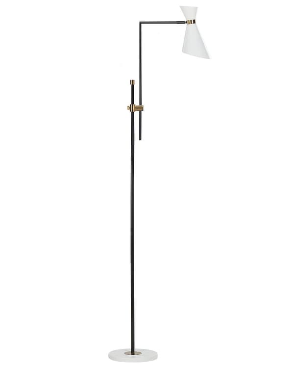 Gulvlampe Hvit Metall 140 cm Marmorfot Justerbar lampeskjerm Gulldetaljer Industriell stil Moderne Belysning